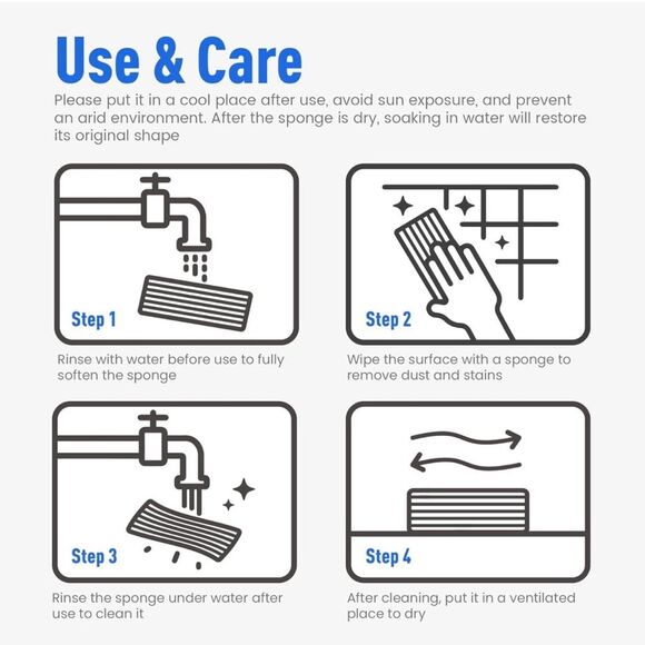 Damp Clean Duster Sponge 2 Pk Durable Magic Dust Wet Grooves Reusable Scrub SL2 - Picture 7 of 8